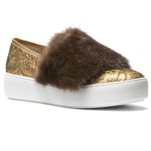 ❤️$495 Michael Kors Mink Fur Lorelai Skate Sneaker